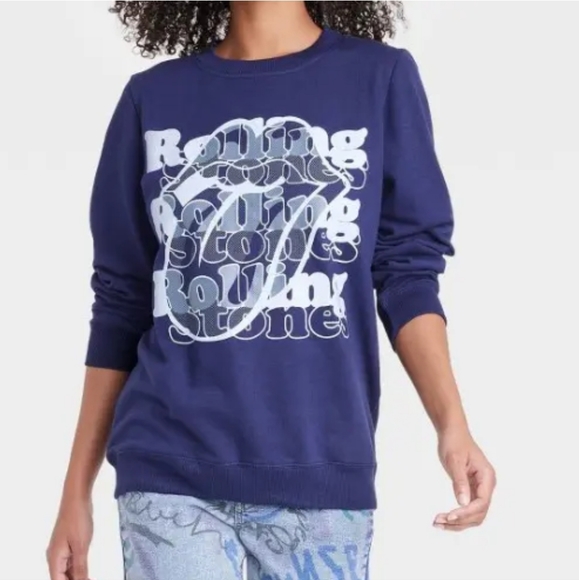 the Rolling Stones Sweaters - Rolling Stones blue sweatshirt size Large